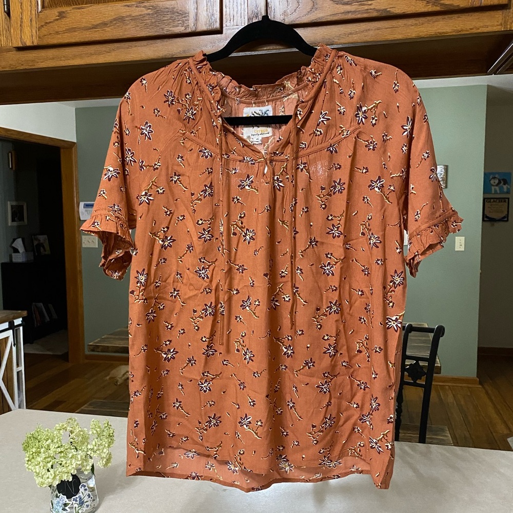 Mandarin Collar Floral Blouse